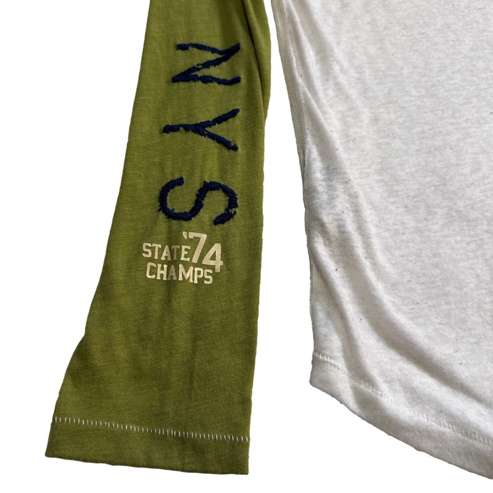 Abercrombie & Fitch Medium Green White Raglan Long Sleeve Shirt Tee Vintage NWOT - Picture 8 of 11